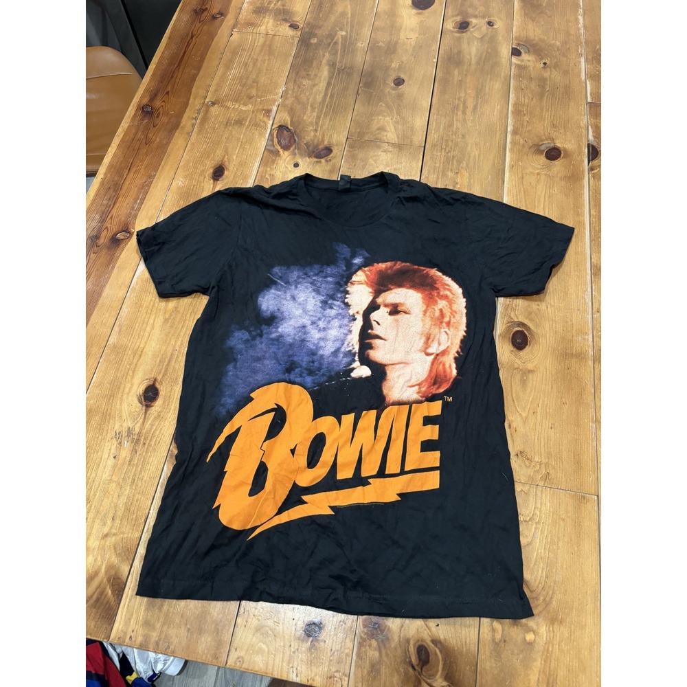 David Bowie Bay Island Sportswear Black Graphic T-Shirt Men's Size M Ziggy